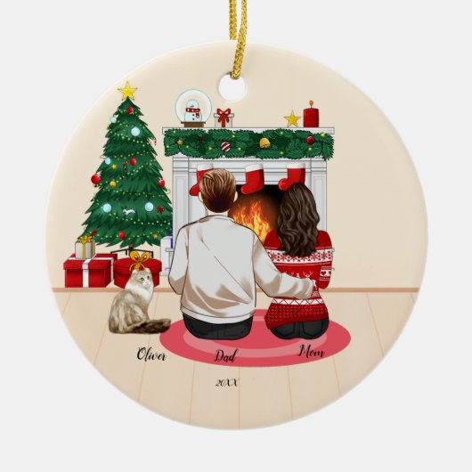 Weihnachten 2022 Mama Vater Familie personalisiere Keramik Ornament (Vorne)