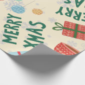 Weihnachten 2022 Modernes niedliches Rosa Grün ele Geschenkpapier (Ecke)