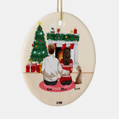 Weihnachten 2022 Personalize Family Mama Vater Cat Keramik Ornament (Rechts)