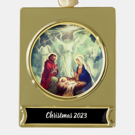 Weihnachten 2023 Banner-Ornament gold (Vorderseite)