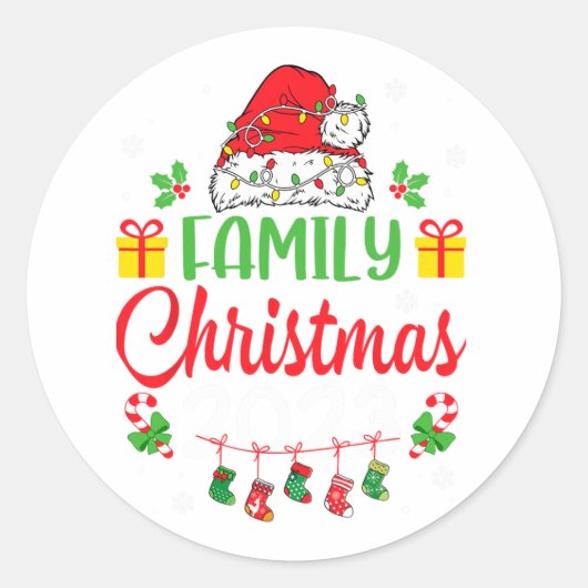 Weihnachten 2023 Cousin Crew Weihnachtsmannmütze M Runder Aufkleber (Vorderseite)