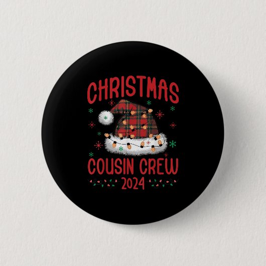 Weihnachten 2024 Cousin Crew Weihnachten Lichter W Button (Vorderseite)
