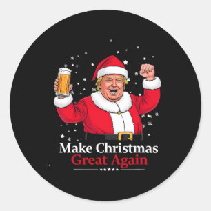 Weihnachten 2024 Funny Trump und Bier Weihnachten  Runder Aufkleber