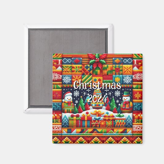 Weihnachten 2024 Kente Pattern Magnet (Vorderseite/Rückseite)