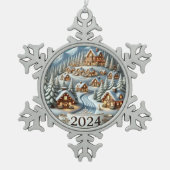 Weihnachten 2024 schneeflocken Zinn-Ornament (Vorderseite)