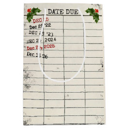 Weihnachten 2025 Alte Bibliothekskarte Mittlere Geschenktüte