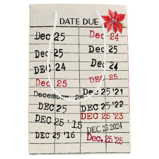 Weihnachten 2025 Alte Bibliothekskarte Mittlere Geschenktüte (Vorderseite)