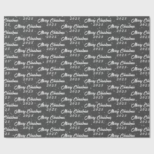 Weihnachten 2025 auf Grau Geschenkpapier (Flach)