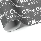 Weihnachten 2025 auf Grau Geschenkpapier (Rolleneckpunkt)