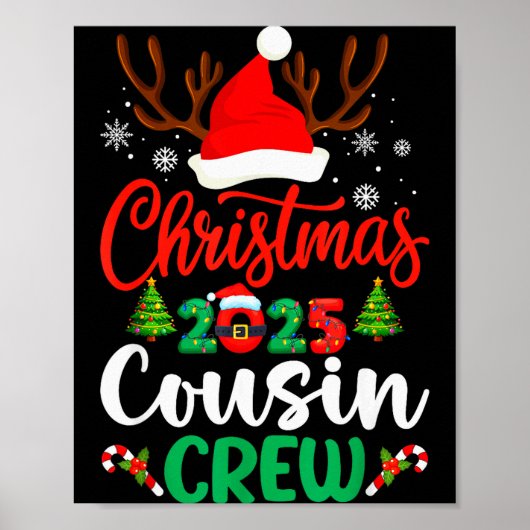 Weihnachten 2025 Cousin Crew Pyjamas Xmas Lichter Poster (Vorne)