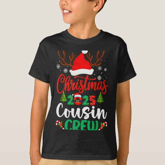 Weihnachten 2025 Cousin Crew Pyjamas Xmas Lichter T-Shirt (Vorderseite)