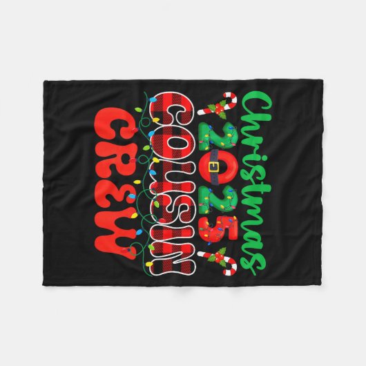 Weihnachten 2025 Cousin-Crew-Xmas-Lichter Familien Fleecedecke (Vorderseite (Horizontal))