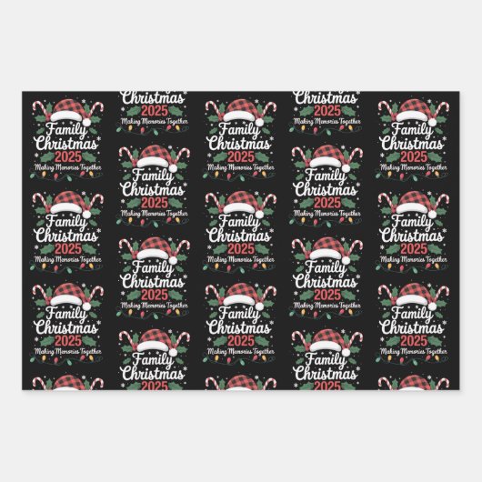 Weihnachten 2025 Crew Gruppe Matching Family Geschenkpapier Set (Vorderseite)