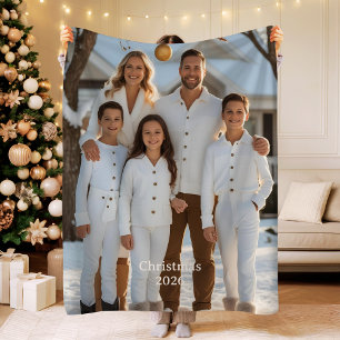 Weihnachten 2025 Familien-Fleece-Decke mit individ Fleecedecke