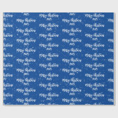 Weihnachten 2025 Text über Blau Geschenkpapier (Flach)