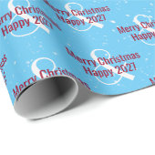 Weihnachten 2025 Text zum Blauen Text Geschenkpapier (Rolleneckpunkt)
