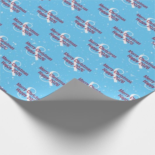 Weihnachten 2025 Text zum Blauen Text Geschenkpapier (Ecke)