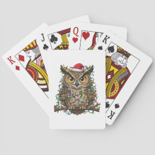 Weihnachten 2026 Festliche Eule Feiertagsvogel Spielkarten