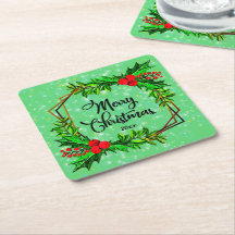 Weihnachten 20xx Holly Red Berries Modern Green