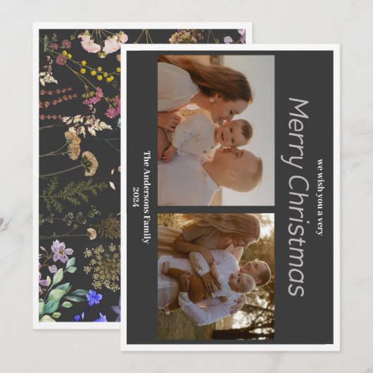 Weihnachten 2 Foto botanische Blumenkarte (Vorne/Hinten)