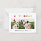 Weihnachten 2 Foto Collage Regenbogen farbig Mitteilungskarte (Vorderseite)