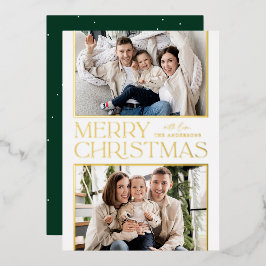 Weihnachten 2 Foto Gold Folien Feiertagskarte