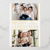 Weihnachten 2 Foto Gold Folien Feiertagskarte (Vorderseite)