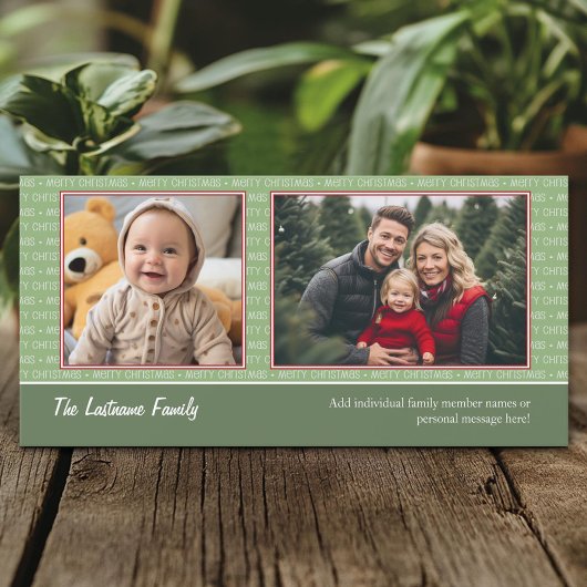 Weihnachten 2 Foto Rot und Grün - Urlaubskarte