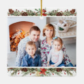 Weihnachten 2 Foto Rustikales Botanisches Wald Keramikornament (Rückseite)