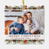 Weihnachten 2 Foto Rustikales Botanisches Wald Keramikornament (Vorderseite)