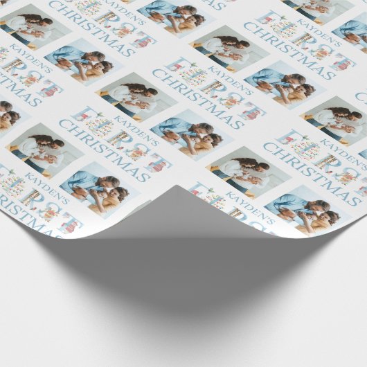 Weihnachten 2 Foto Süße Tier Typografie Geschenkpapier (Ecke)