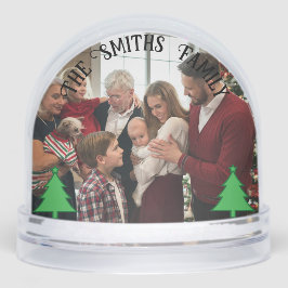 Weihnachten - 2 Fotos, Name Personalisiert Schneekugeln