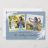 Weihnachten 2 Fotos Script Snow Blue (Vorderseite)