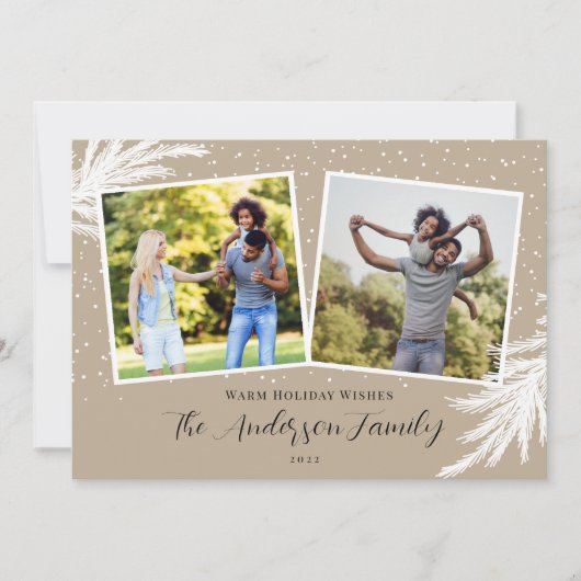 Weihnachten 2 Fotos Script Snow Tan (Vorderseite)