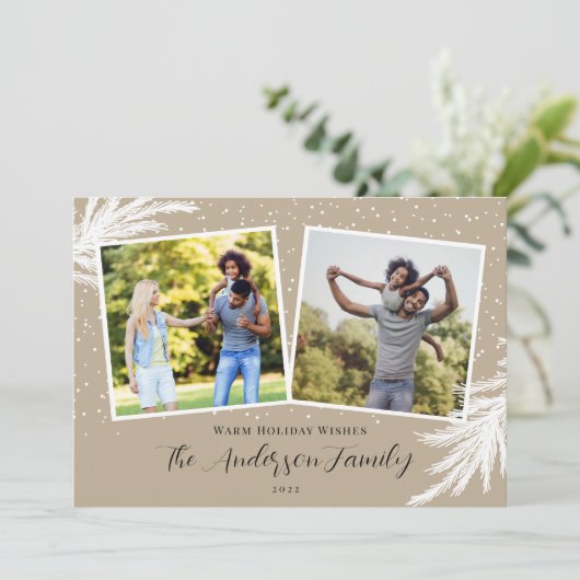 Weihnachten 2 Fotos Script Snow Tan (Stehend Vorderseite)