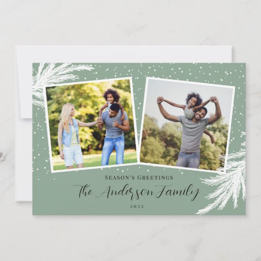 Weihnachten 2 Fotos Skriptsprache Schneebesen Grün (Vorderseite)