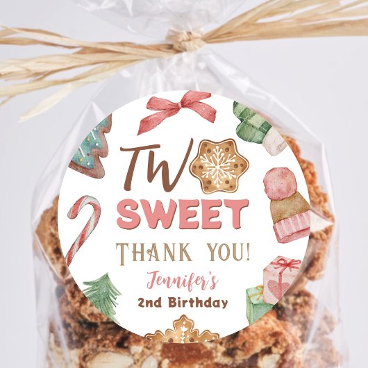 Weihnachten 2. Geburtstag Mädchen Niedliches Cooki Runder Aufkleber