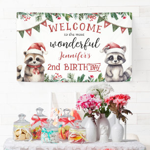 Weihnachten 2. Geburtstag Woodland Winter Party Banner
