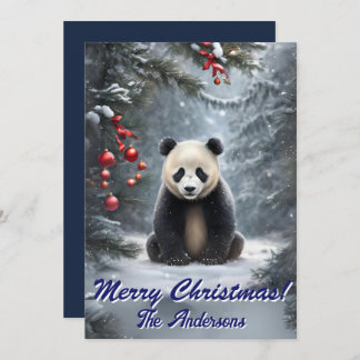 Weihnachten 2 Panda, Happy Holidays, Weihnachtskar Einladung