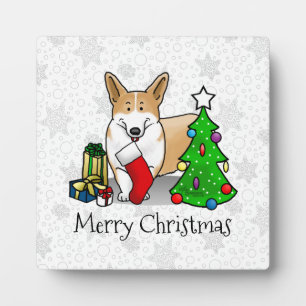 Weihnachten 2 Pembroke Welsh Corgi (rot 1) Baum Ni Fotoplatte