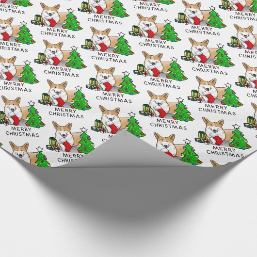 Weihnachten 2 Pembroke Welsh Corgi (rot 1) Baum Ni Geschenkpapier (Ecke)