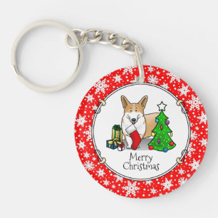 Weihnachten 2 Pembroke Welsh Corgi (rot 1) Baum Ni Schlüsselanhänger