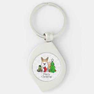 Weihnachten 2 Pembroke Welsh Corgi (rot 1) Baum Ni Schlüsselanhänger