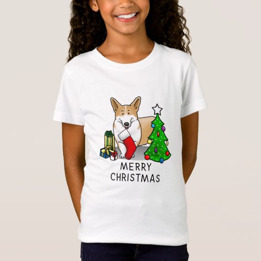 Weihnachten 2 Pembroke Welsh Corgi (rot 1) Baum Ni T-Shirt (Vorderseite)