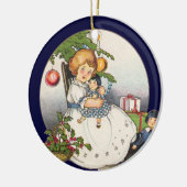 Weihnachten, 2 Viktorianische Kinderbilder Keramik Ornament (Links)