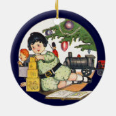 Weihnachten, 2 Viktorianische Kinderbilder Keramik Ornament (Hinten)