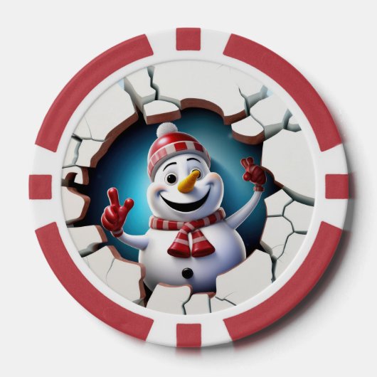 Weihnachten 3. Dezember Schneemann fügen Text Pokerchips (Vorderseite)