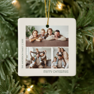 Weihnachten 3 Familienfotos Collage Keramikornament