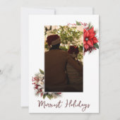 Weihnachten 3 Foto Aquarell botanische Blumen Einladung (Vorderseite)