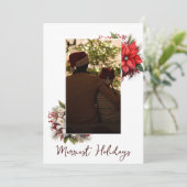 Weihnachten 3 Foto Aquarell botanische Blumen Einladung (Stehend Vorderseite)